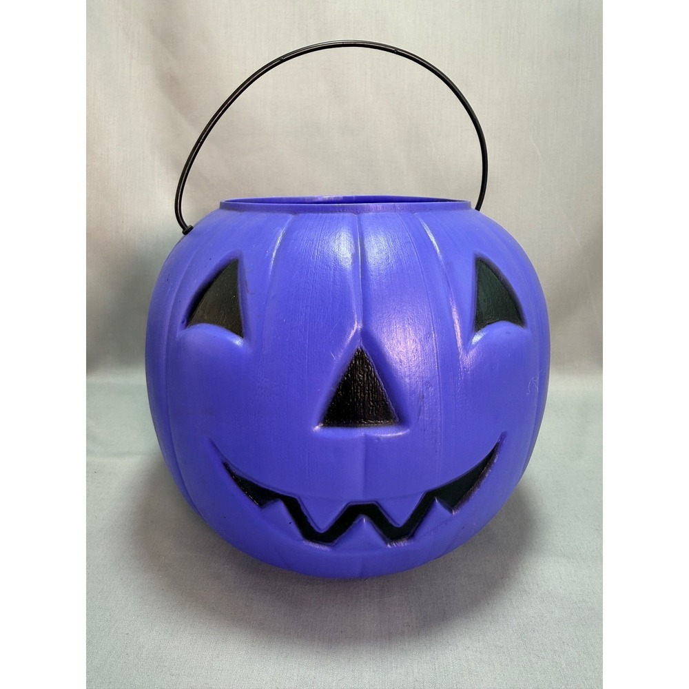 General Foam Plastics Vintage Purple Jack O Lantern Halloween Candy Bucket 8"